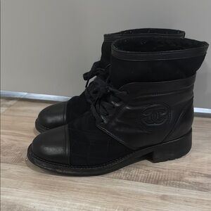 Chanel Black Quilted Leather Boots